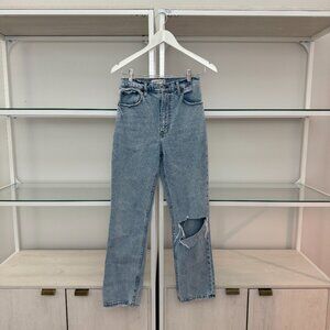 Abercrombie Ripped High Rise Ankle Straight Jeans